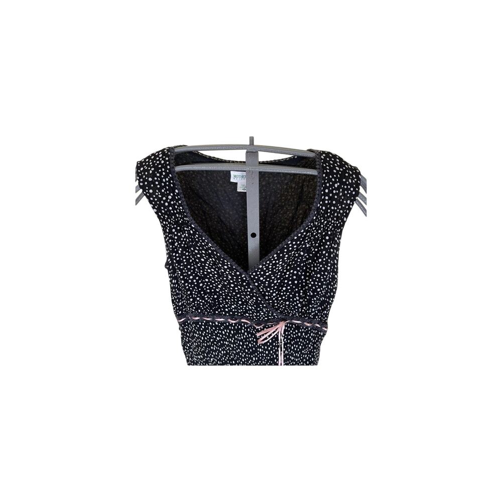 Y2K 90s Slip Dress Womens M Polka Dot Black Midi Flowy Baby Doll Dainty Ribbon - Picture 4 of 12